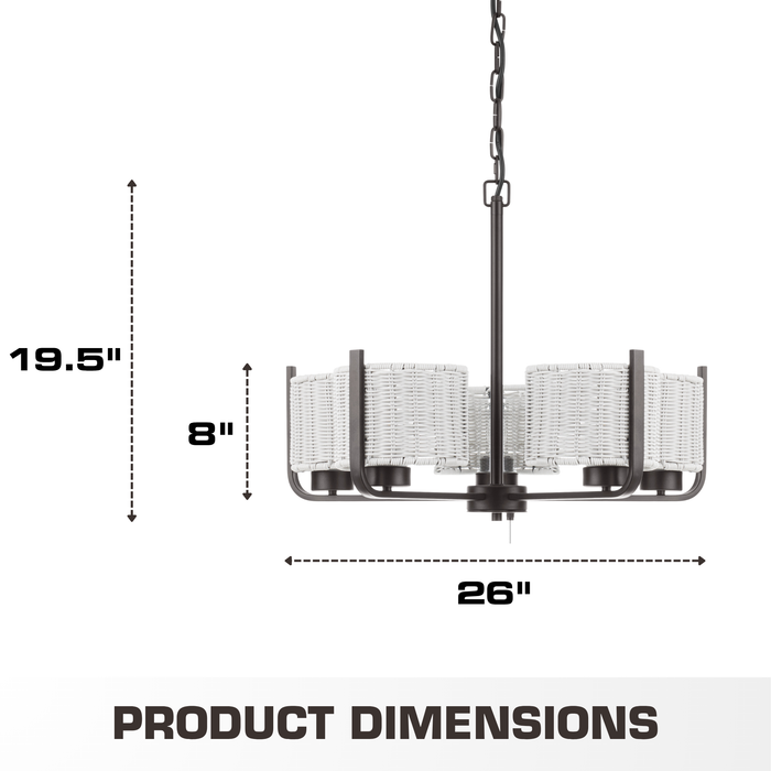 5 Light Outdoor Chandelier Bronze with Gray Shades