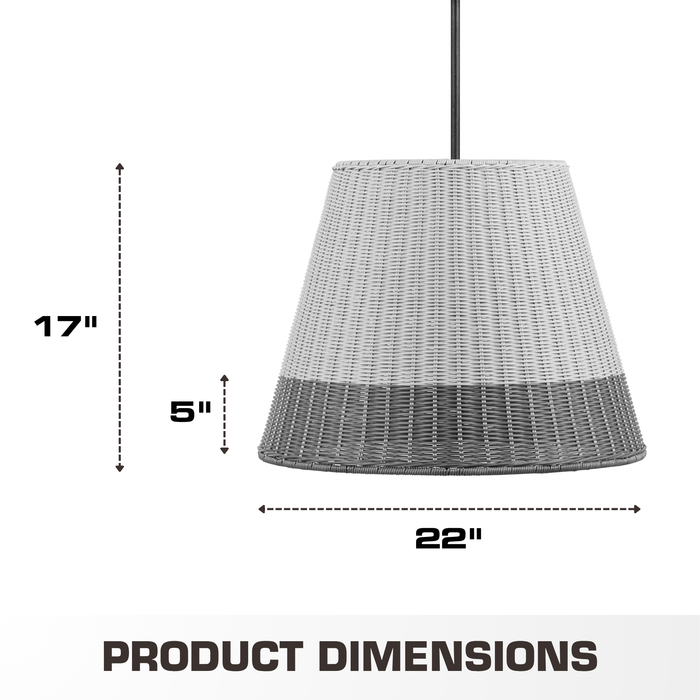 1 Light Outdoor Pendant Matte Black with Light Gray Shade