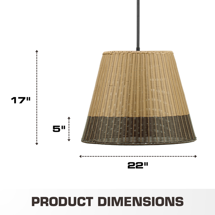 1 Light Outdoor Pendant Matte Black with Beige 2 Tone Shade