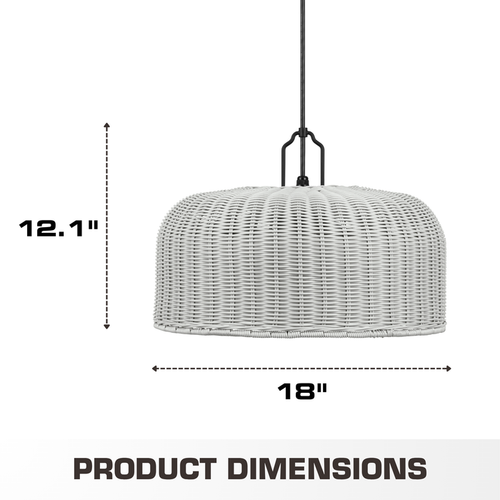 1 Light Outdoor Pendant Matte Black with Light Gray Shade