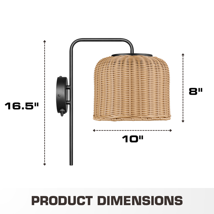 1 Light Outdoor Wall Matte Black with Beige Shade