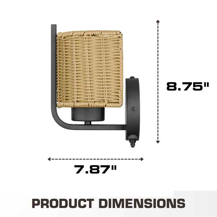 1 Light Outdoor Wall Matte Black with Beige Shade