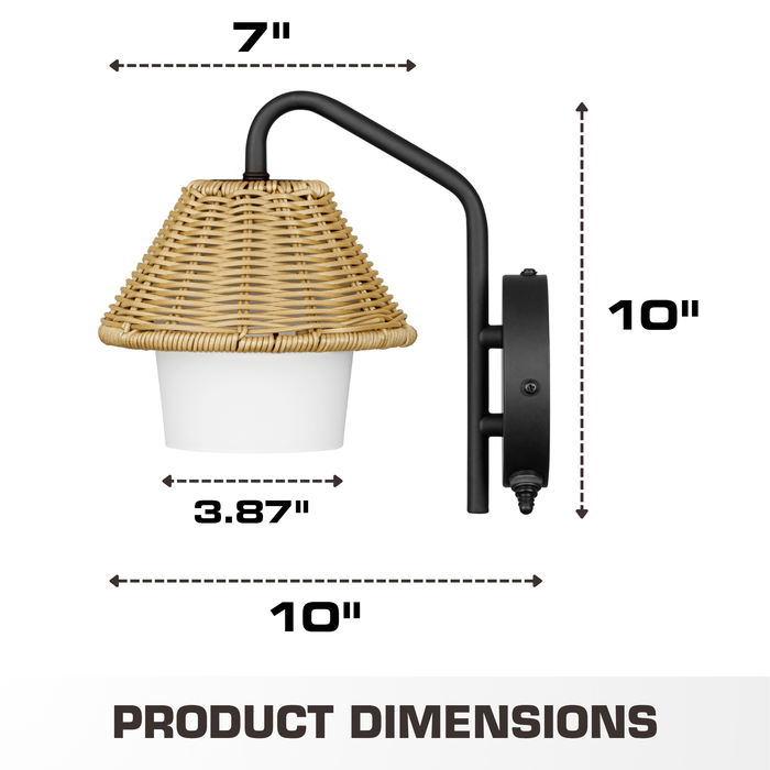 1 Light Outdoor Wall Matte Black with Beige and White Shade