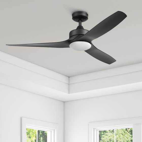 52 Inch Honeywell Lynton Matte Black Ceiling Fan with Light and Remote