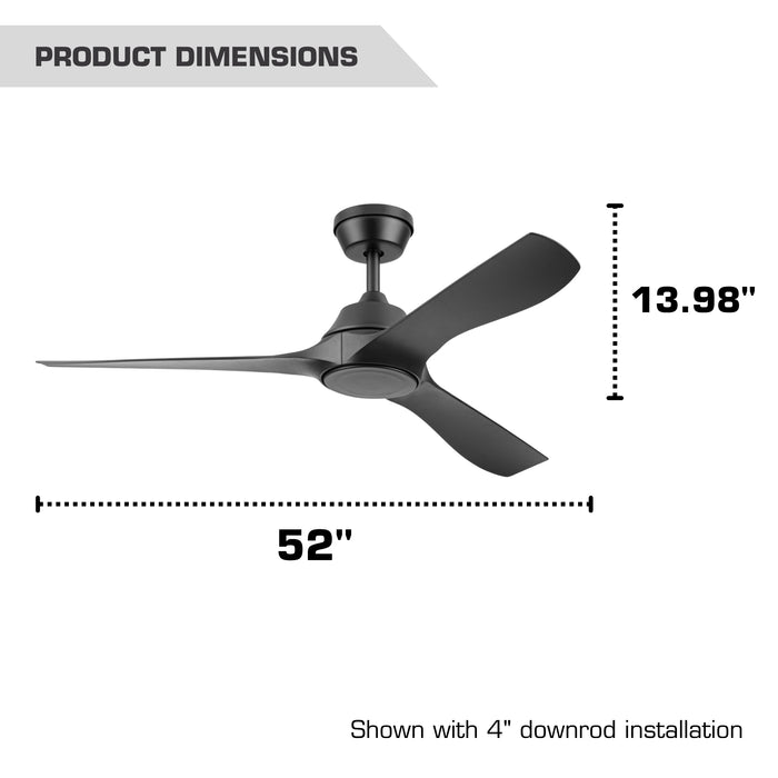 52 Inch MULE Max Breeze™ Matte Black Outdoor Ceiling Fan