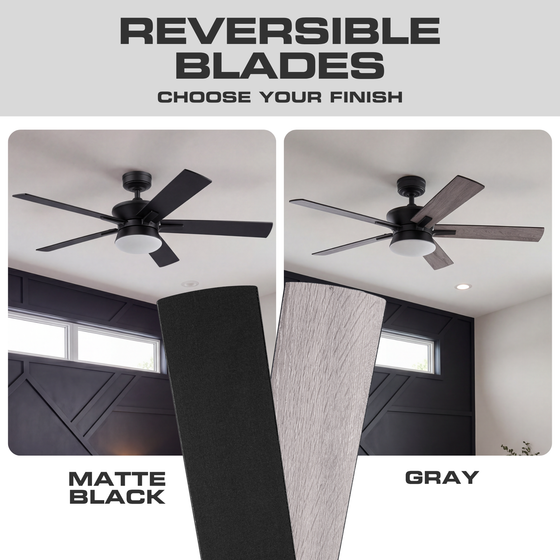 52 Inch MULE Elva Indoor Matte Black Ceiling Fan