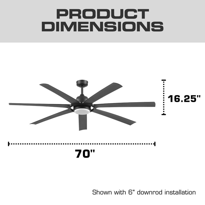 70 Inch MULE Sterling Indoor/Covered Outdoor Ceiling Fan