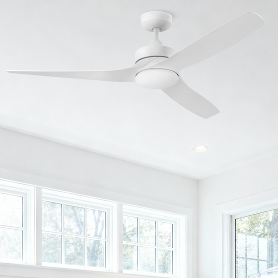 52 Inch Honeywell Lynton White Ceiling Fan with Light and Remote
