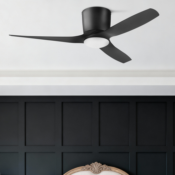 52 Inch Honeywell Lynton Matte Black with Light Ceiling Fan and Remote