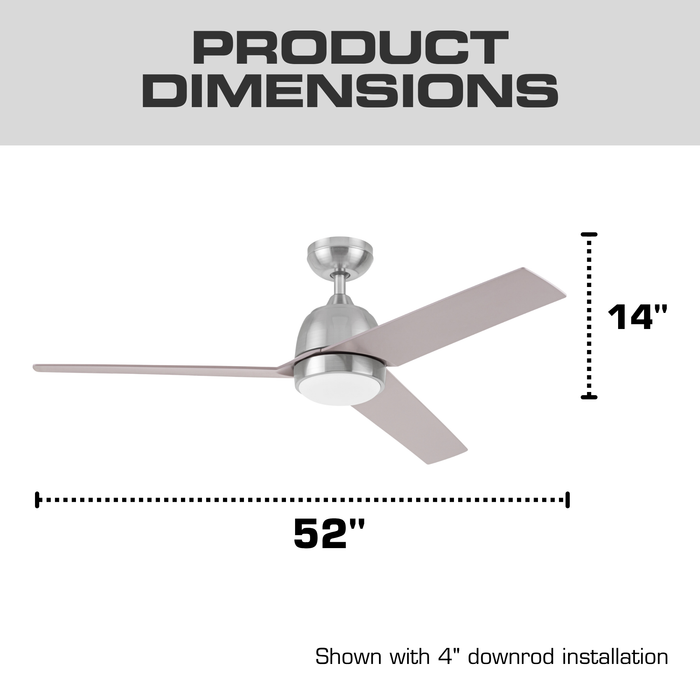 52 Inch MULE Selana Brushed Nickel Indoor/Covered Outdoor Ceiling Fan