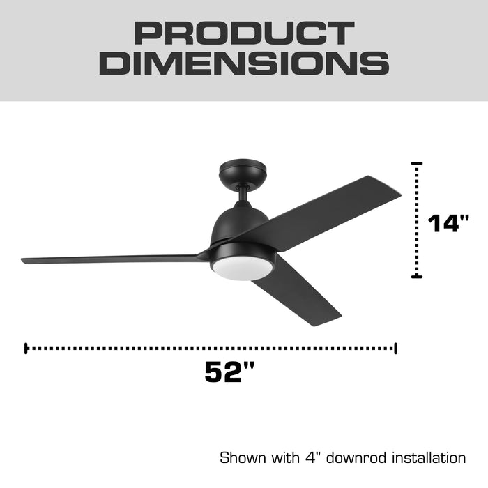 52 Inch MULE Selana Matte Black Indoor/Covered Outdoor Ceiling Fan