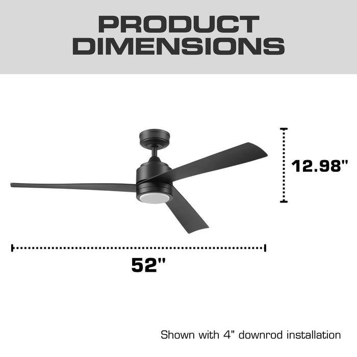 52 Inch MULE Avani Matte Black Indoor/Covered Outdoor Ceiling Fan