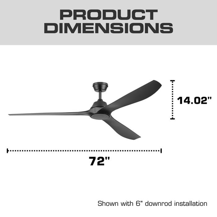 72 Inch MULE Max Breeze™ Matte Black Outdoor Ceiling Fan