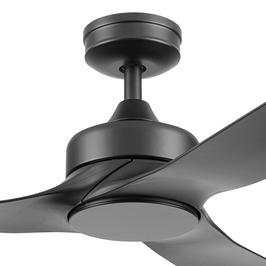 52 Inch Honeywell Lynton Matte Black Ceiling Fan with No Light and Remote