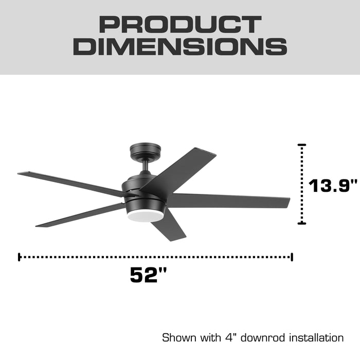 52 Inch MULE Sentrix Matte Black Indoor Ceiling Fan