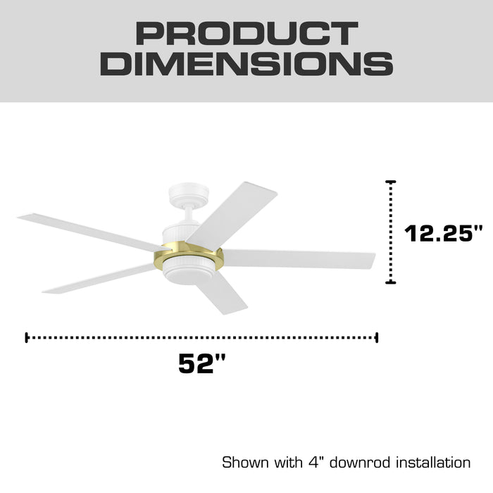 52" MULE Bravar White Gold Ceiling Fan
