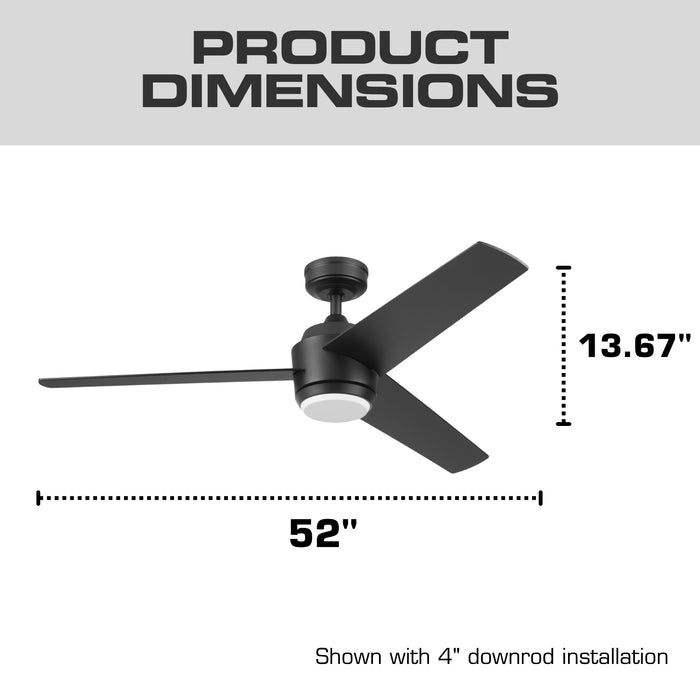 52 Inch MULE Halona Matte Black Indoor/Covered Outdoor Ceiling Fan