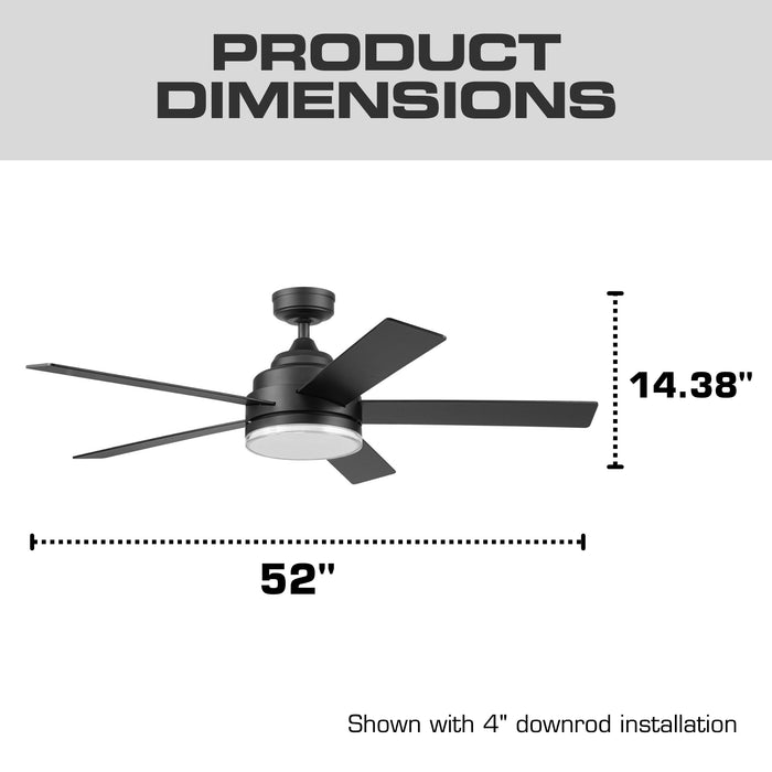 52 Inch MULE Carver Matte Black Indoor Ceiling Fan