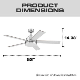 52 Inch MULE Carver Brushed Nickel Indoor Ceiling Fan