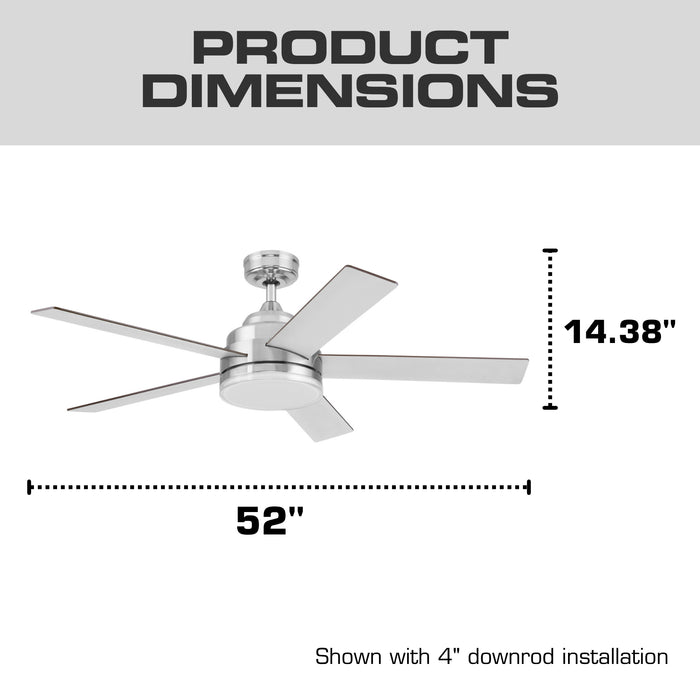 52 Inch MULE Carver Brushed Nickel Indoor Ceiling Fan