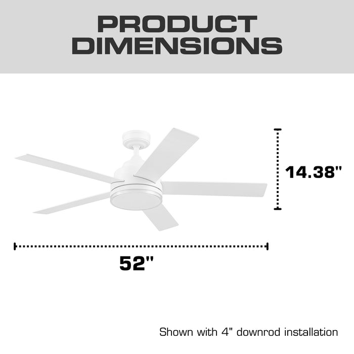52 Inch MULE Carver White Indoor Ceiling Fan