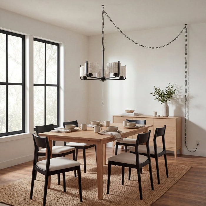 5 Light Outdoor Chandelier Bronze with Gray Shades