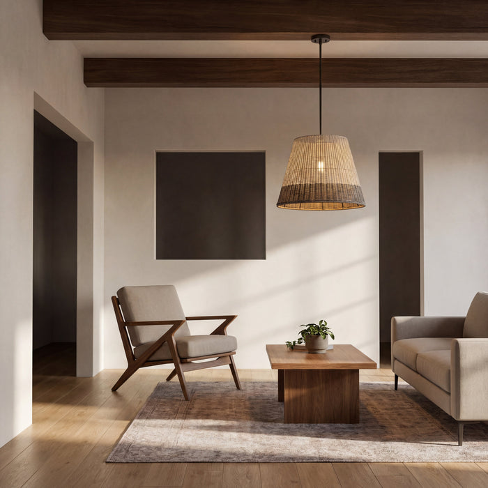 1 Light Outdoor Pendant Matte Black with Light Gray Shade