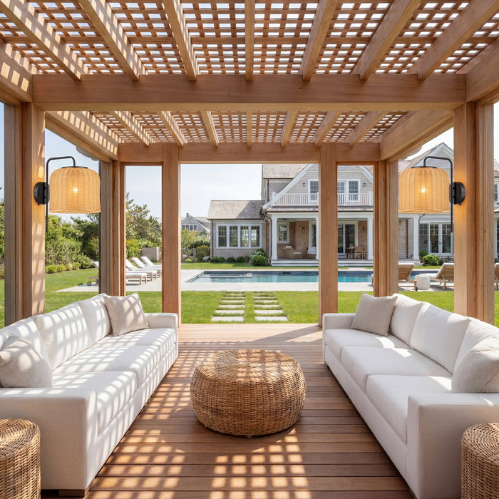 1 Light Outdoor Wall Matte Black with Beige Shade