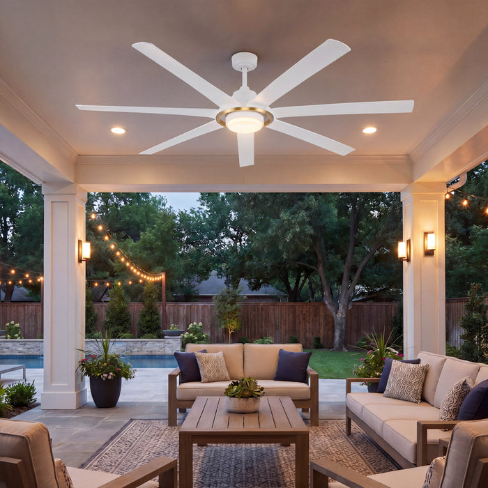 70 Inch MULE Sterling White and Gold Indoor/Covered Outdoor Ceiling Fan