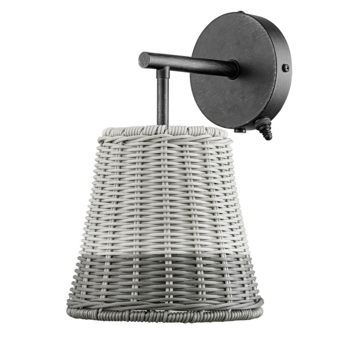 1 Light Outdoor Wall Aged Pewter with 2 Tone Gray Shade