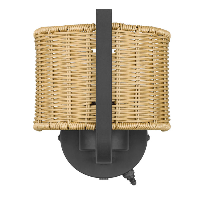 1 Light Outdoor Wall Matte Black with Beige Shade