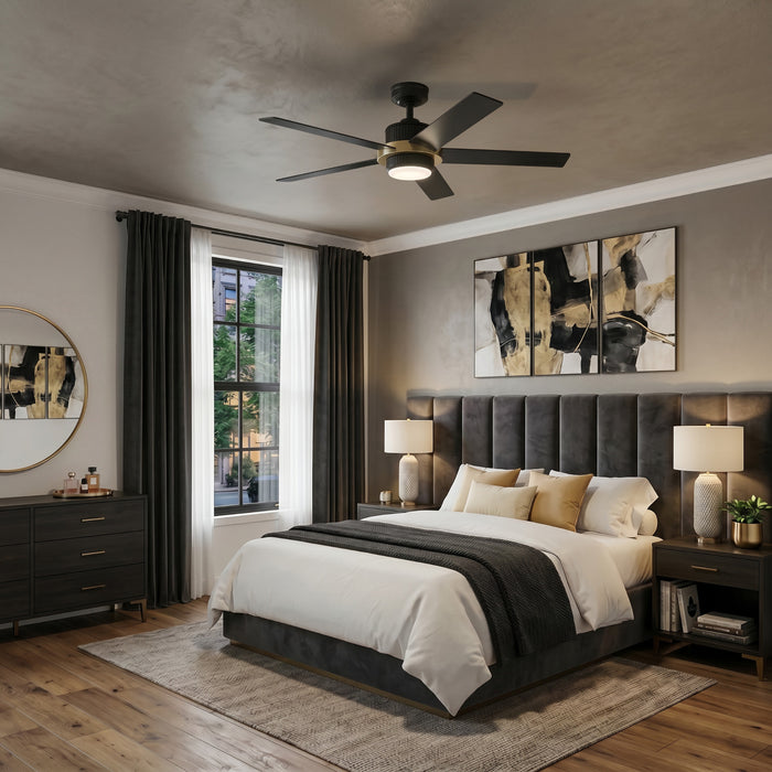 52" MULE Bravar Matte Black and Gold Ceiling Fan
