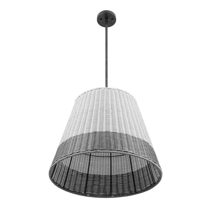 1 Light Outdoor Pendant Matte Black with Light Gray Shade