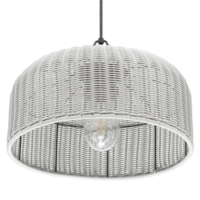 1 Light Outdoor Pendant Matte Black with Light Gray Shade