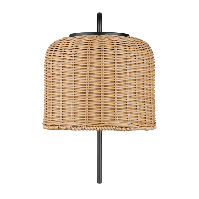1 Light Outdoor Wall Matte Black with Beige Shade