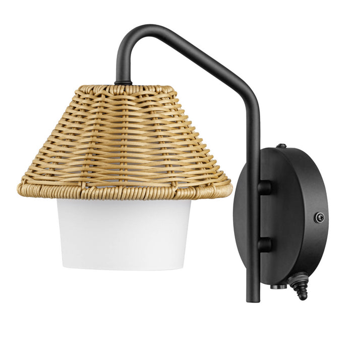 1 Light Outdoor Wall Matte Black with Beige and White Shade