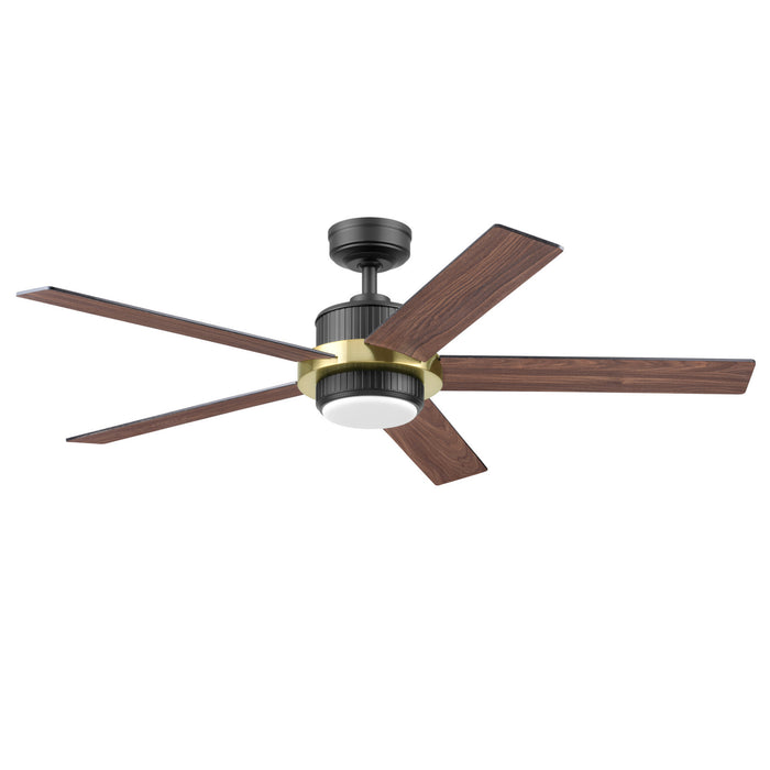 52" MULE Bravar Matte Black and Gold Ceiling Fan