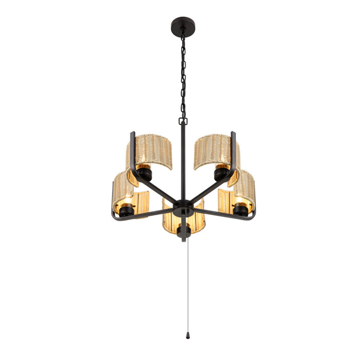 5 Light Outdoor Chandelier Bronze with Gray Shades