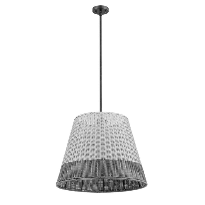 1 Light Outdoor Pendant Matte Black with Light Gray Shade