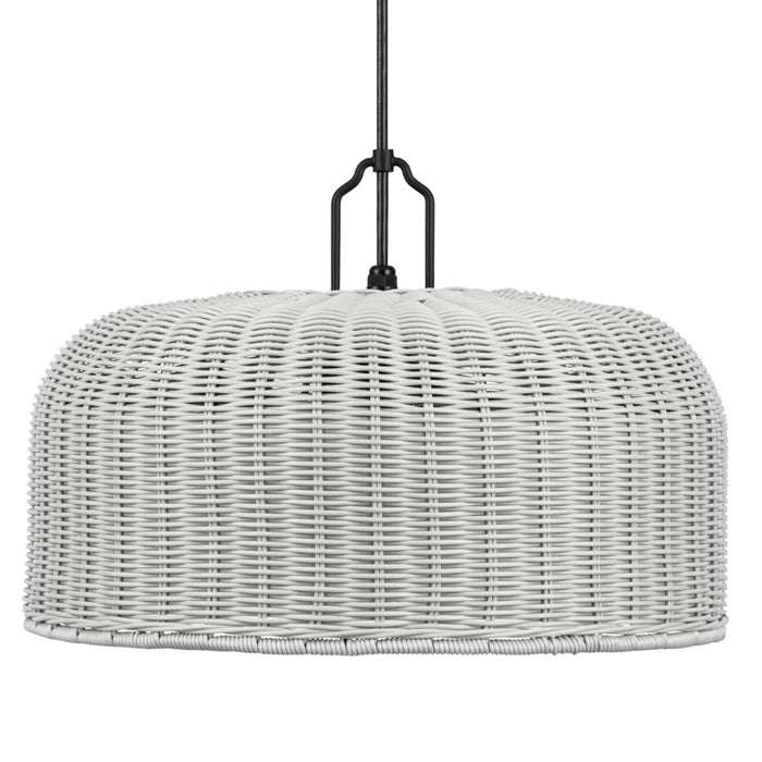 1 Light Outdoor Pendant Matte Black with Light Gray Shade