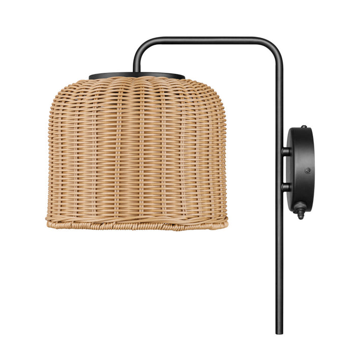 1 Light Outdoor Wall Matte Black with Beige Shade