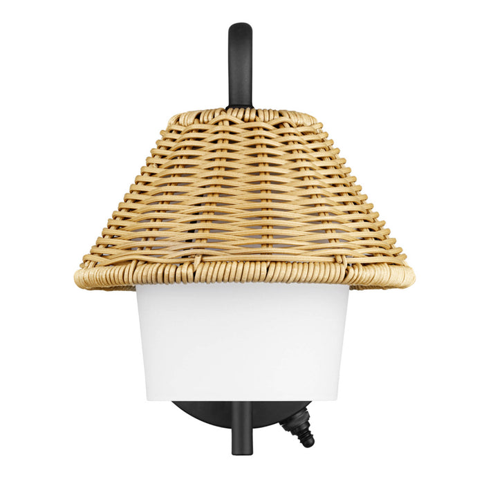 1 Light Outdoor Wall Matte Black with Beige and White Shade