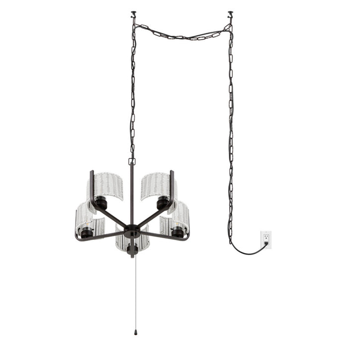 5 Light Outdoor Chandelier Bronze with Gray Shades
