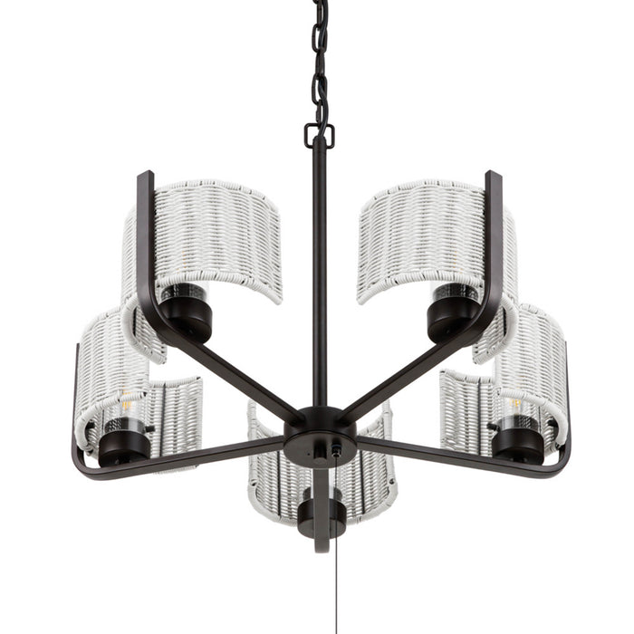 5 Light Outdoor Chandelier Bronze with Gray Shades