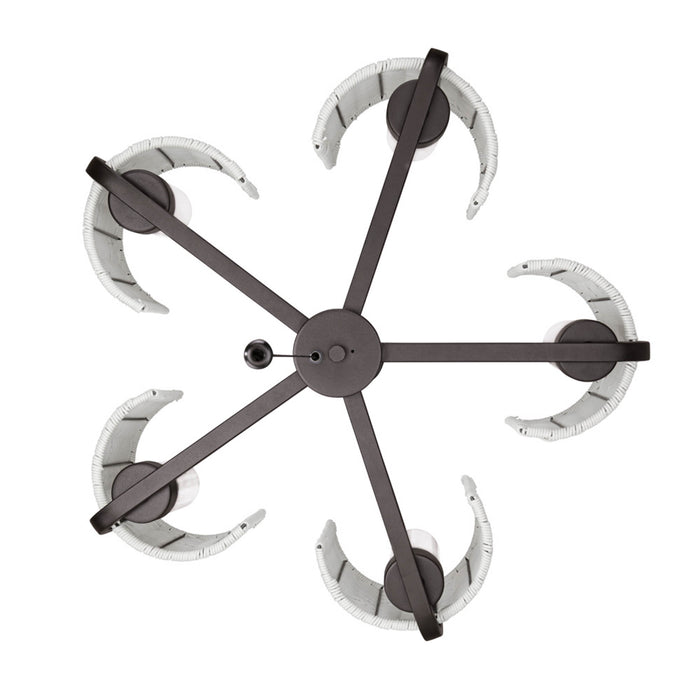5 Light Outdoor Chandelier Bronze with Gray Shades