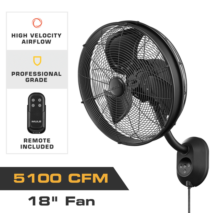 MULE Oscillating Wall Fan with Remote