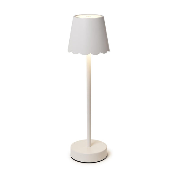 White LED Portable Cordless Table Light Lamp with Scalloped Edge Shade