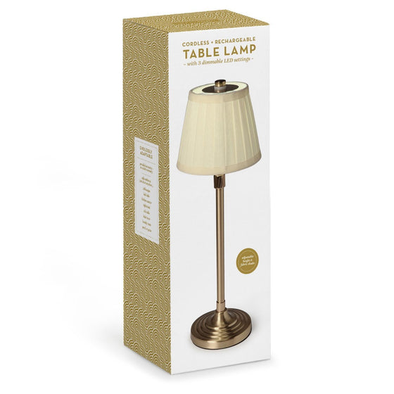 LED Cordless Gold Beaded Pole Table Light Lamp with Charging Base