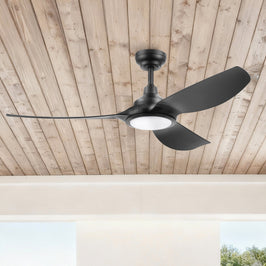 52 Inch Honeywell Sirro Matte Black Ceiling Fan with Light and Remote