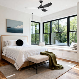 52 Inch Honeywell Sirro Matte Black Ceiling Fan with Light and Remote